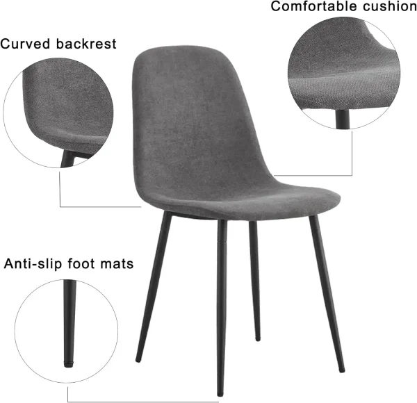 Kitchen Table Chairs Set of 4, Modern 55'' Dark Wood Dining Table and Fabric Dining Chairs Set of 4,Dining Table Set for 4 - Image 5