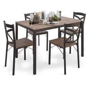 5 Piece Dining Table Set Kitchen Table and Chairs for 4 Industrial Style Dining Room & Kitchen,1 Table & 4 Chairs