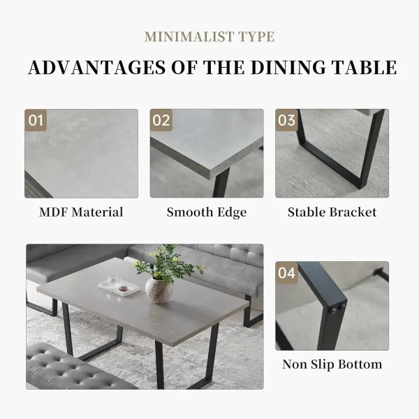 5 Piece Dining Table Set, 42.9 Inch Modern Kitchen Dining Table - Image 4