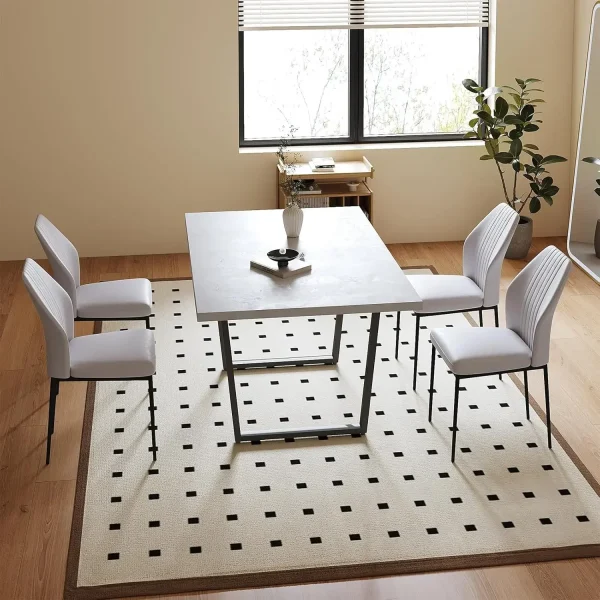 5 Piece Dining Table Set, 42.9 Inch Modern Kitchen Dining Table - Image 3