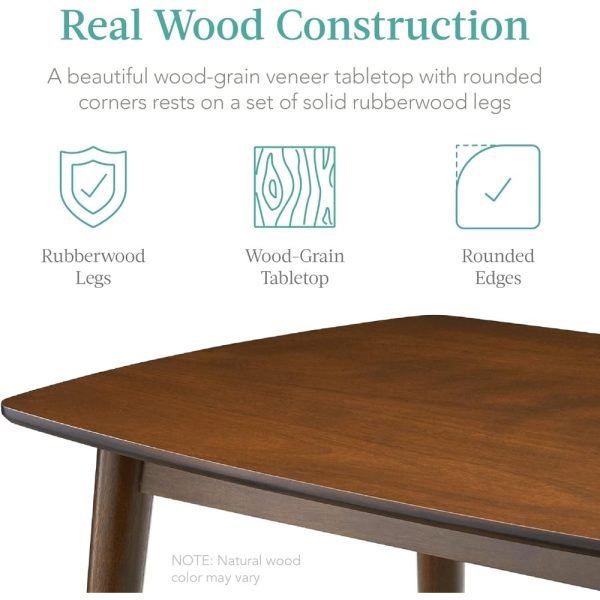 5-Piece Dining Set, Compact Mid-Century Modern Table & Chair Set for Home, Apartment w/ 4 Chairs, Padded Seats & Backrests, Woo - Image 4