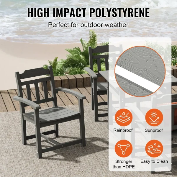 5 Pieces Patio Dining Set, Outdoor Square Furniture Table and Chairs, All Weather Garden Furniture Table Sets, Light Gray - Image 3