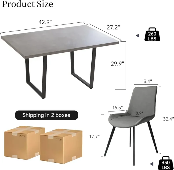5 Piece Dining Table Set, 42.9 Inch Modern Kitchen Dining Table - Image 2