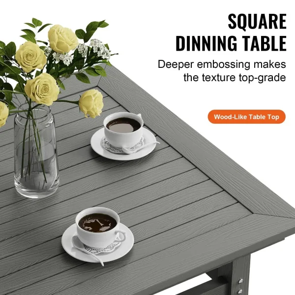 5 Pieces Patio Dining Set, Outdoor Square Furniture Table and Chairs, All Weather Garden Furniture Table Sets, Light Gray - Image 4