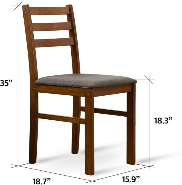 Seattle 3-Piece Wooden Dining Table Set for 2, Modern Farmhouse Kitchen Dining Room Set with Solid Wood Ladder Back Chairs - Image 3