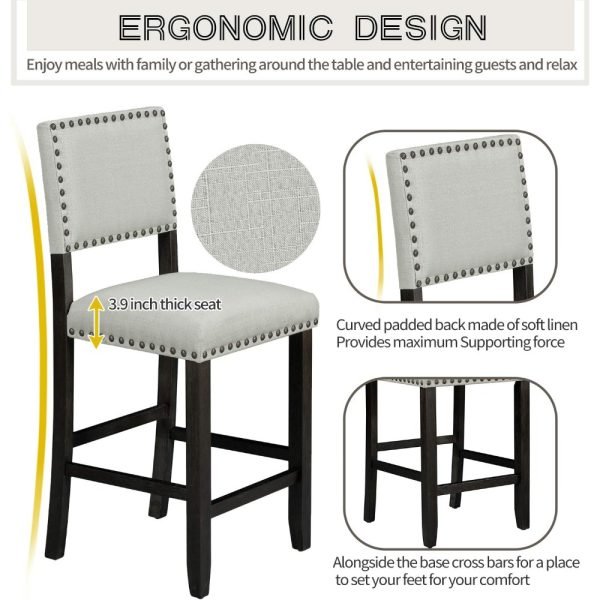 5 Piece Dining Table Set for 4,Counter Height Kitchen Table Set with One Rectangle Table and 4 Cushioned Chairs for 4 Persons D - Image 4