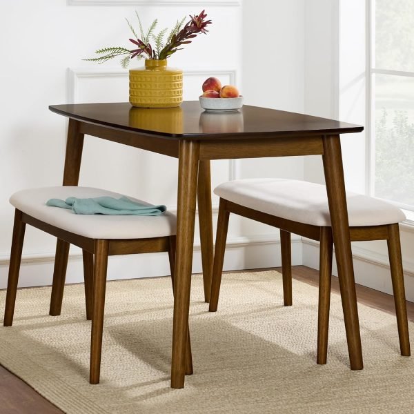 5-Piece Dining Set, Compact Mid-Century Modern Table & Chair Set for Home, Apartment w/ 4 Chairs, Padded Seats & Backrests, Woo - Image 8