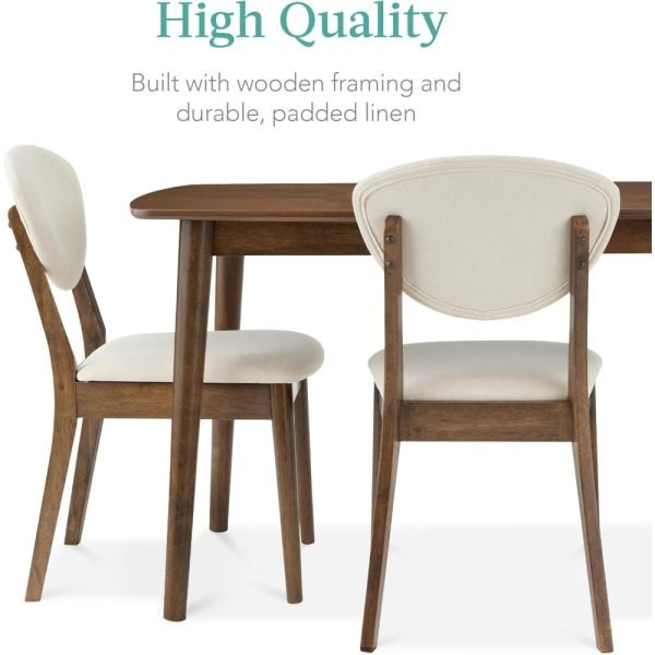 5-Piece Dining Set, Compact Mid-Century Modern Table & Chair Set for Home, Apartment w/ 4 Chairs, Padded Seats & Backrests, Woo - Image 5