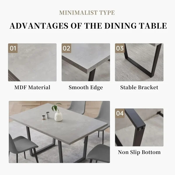 5 Piece Dining Table Set, 42.9 Inch Modern Kitchen Dining Table - Image 4