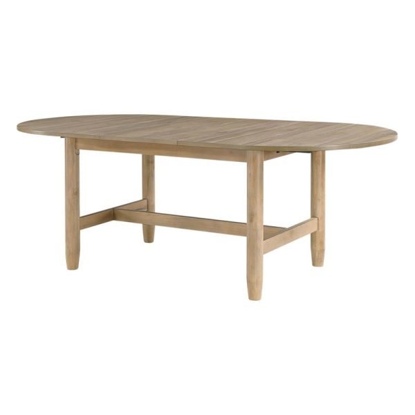 Elegant Luxury 5-Piece Dining Set with Natural Finish Oval Table and 4 Beige Upholstered Side Chairs for Stylish Dining - Image 5