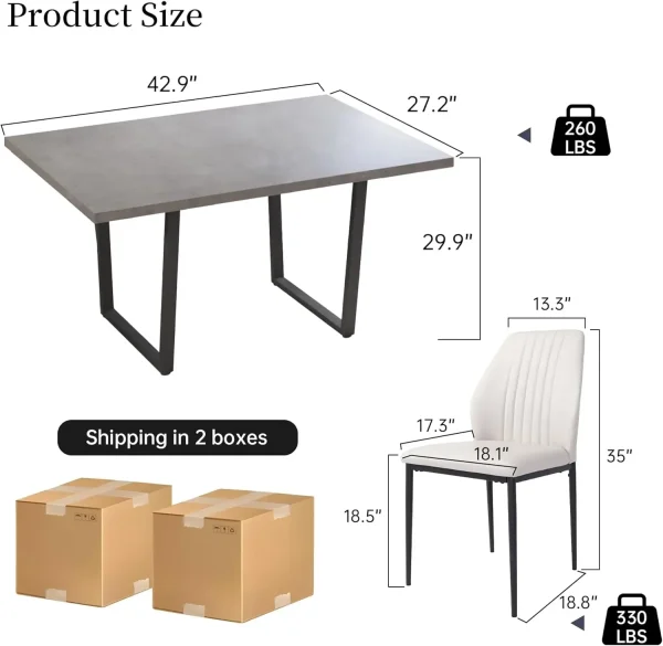 5 Piece Dining Table Set, 42.9 Inch Modern Kitchen Dining Table - Image 2